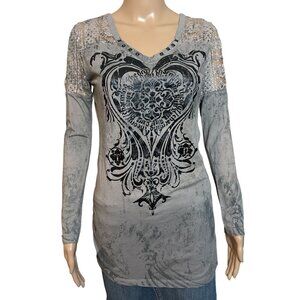 Treasure Rock Grey Long Sleeve Shirt Size Small